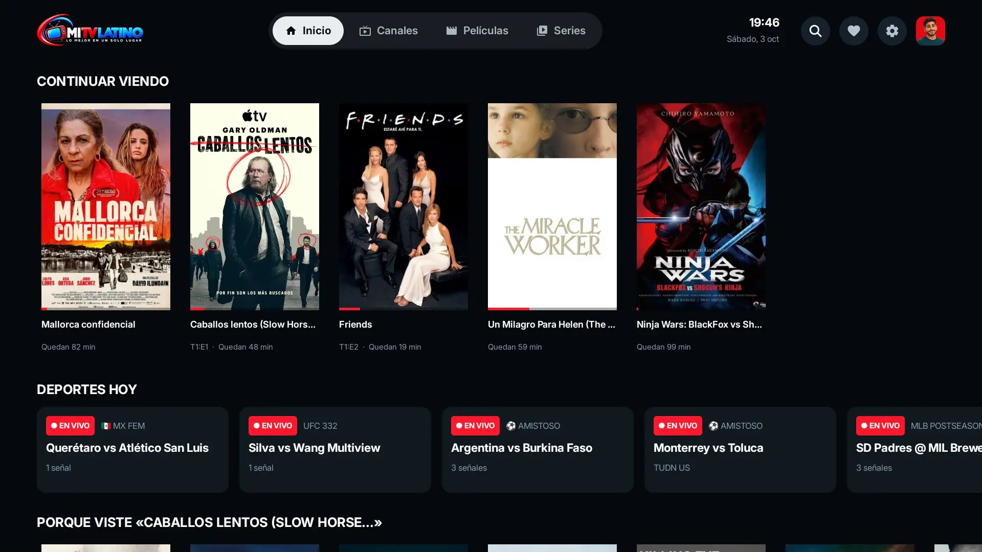 App IPTV en Android TV: Continuar viendo