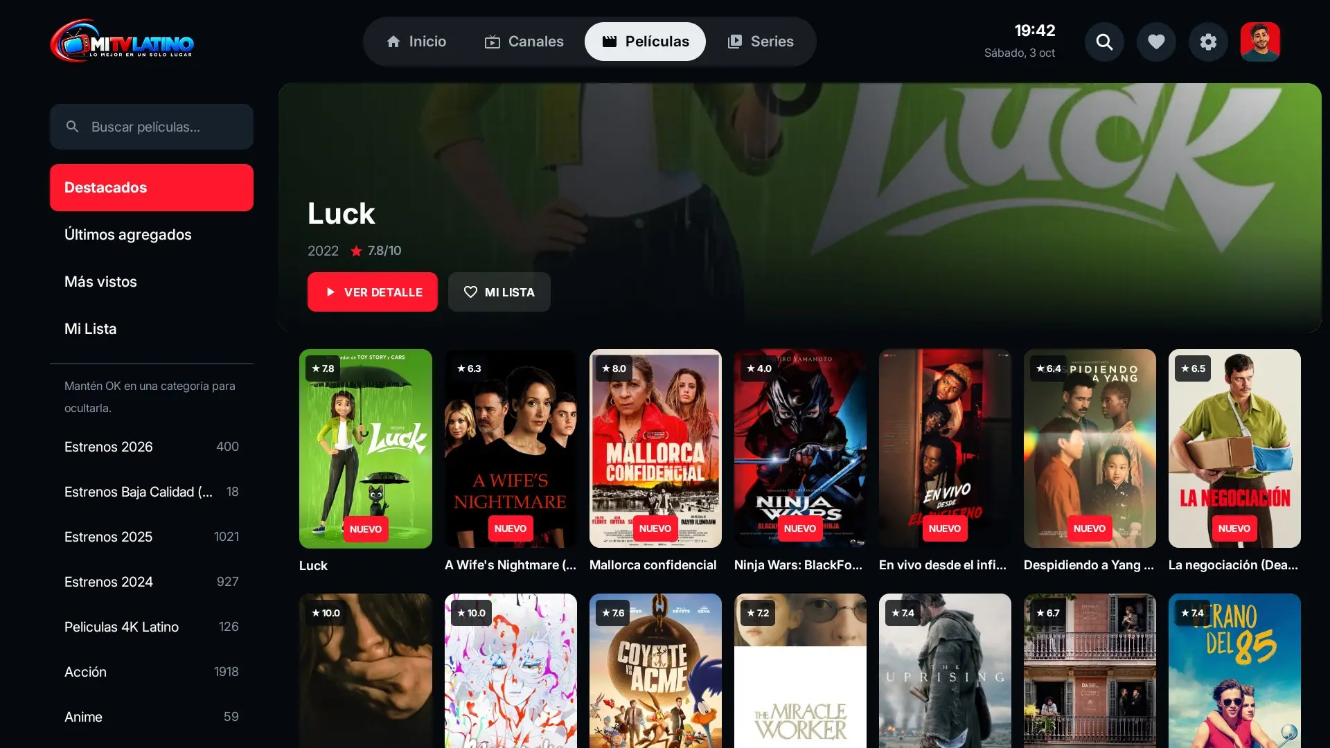 App IPTV en Android TV: Películas