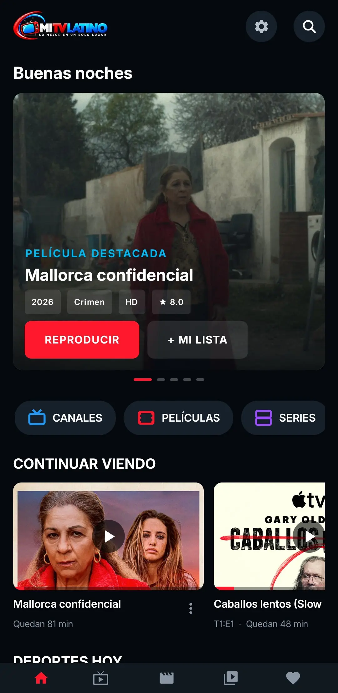 Canales, películas y series en el celular
