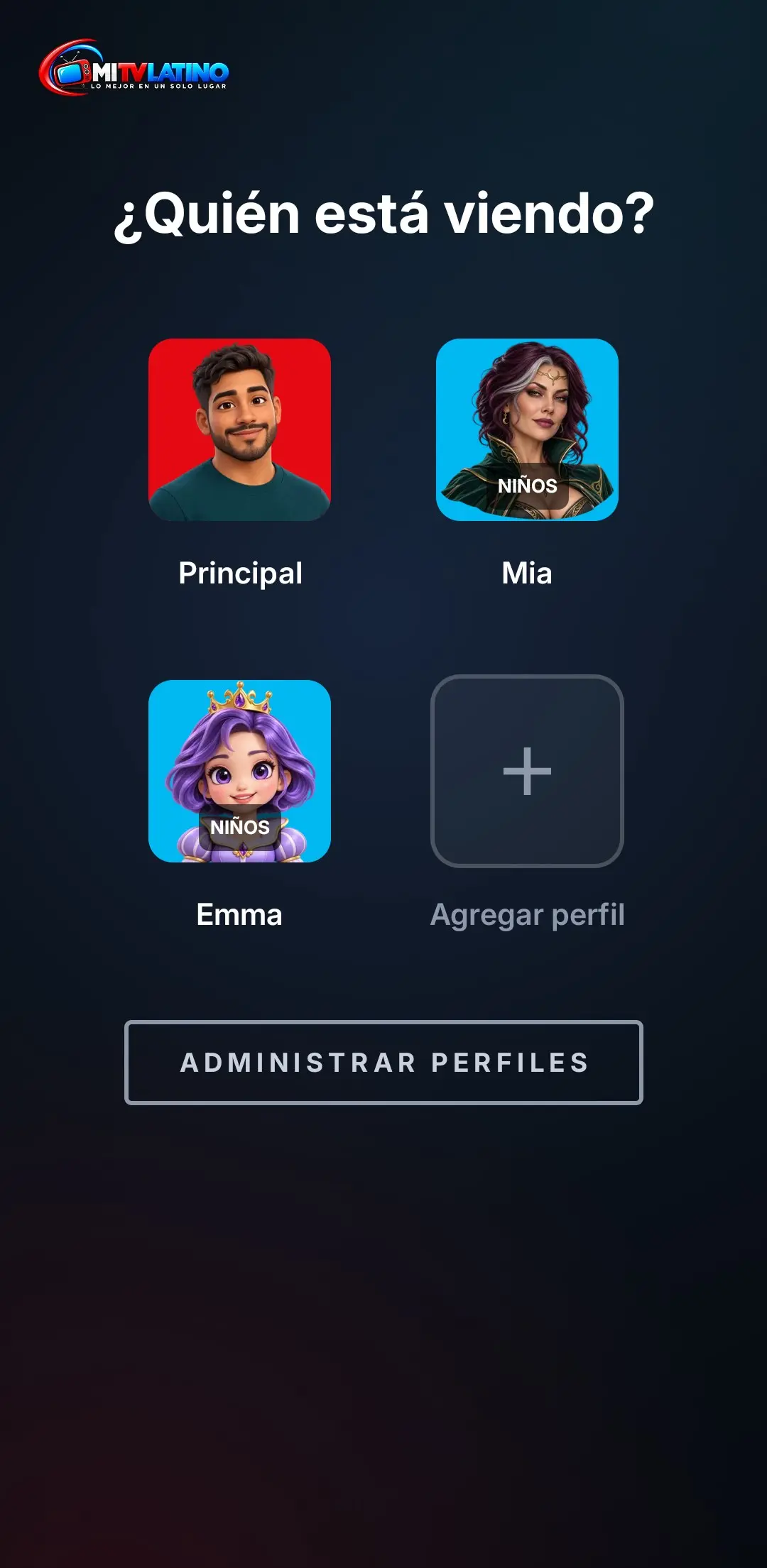 App IPTV en el celular: Perfiles