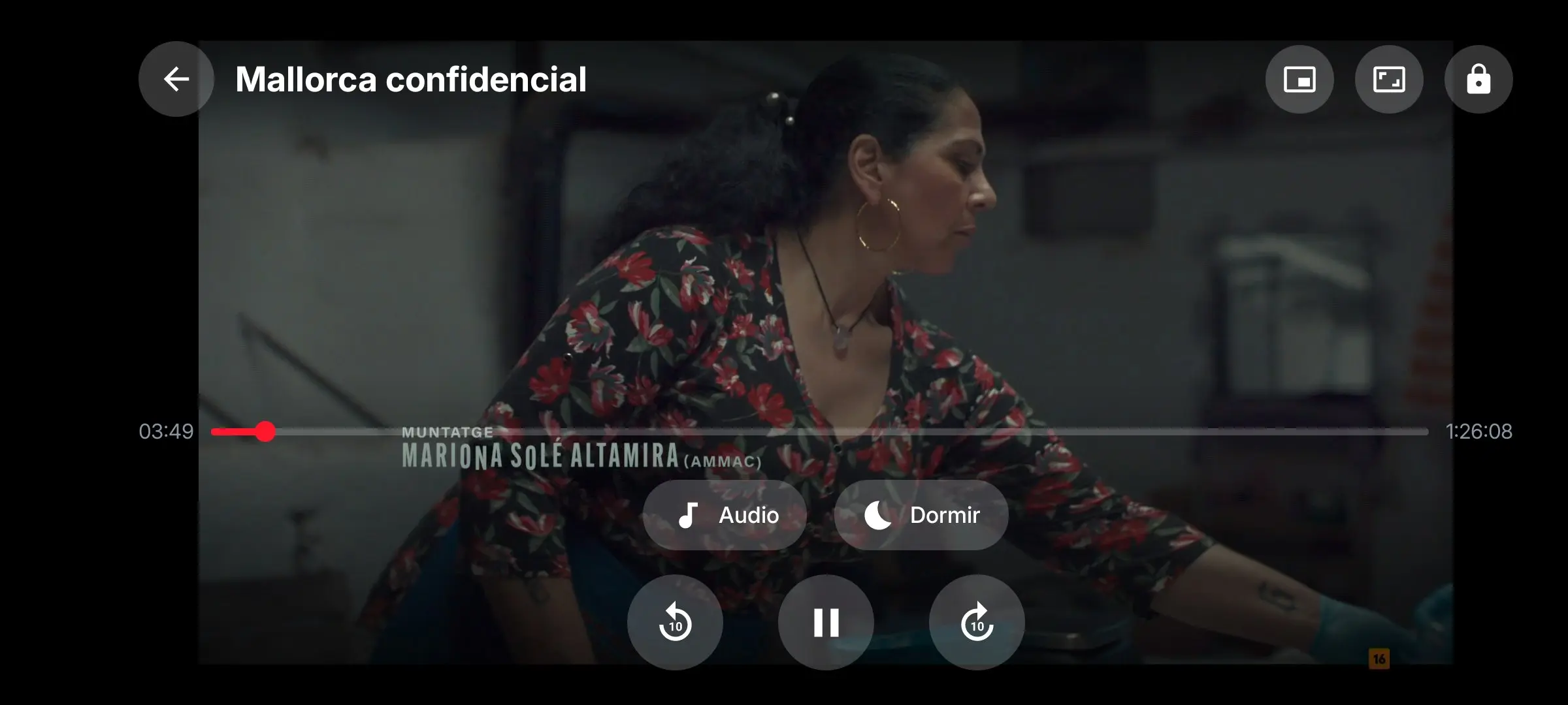Reproductor en el celular, en horizontal