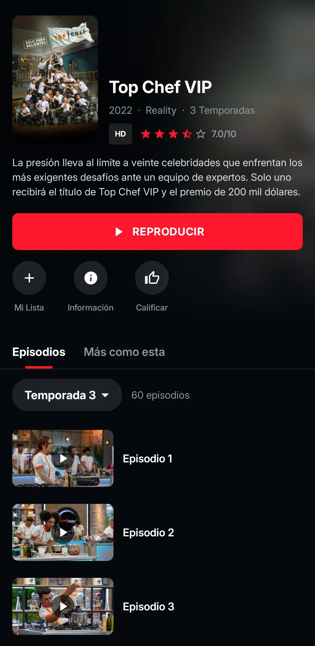 App IPTV en el celular: Serie y episodios