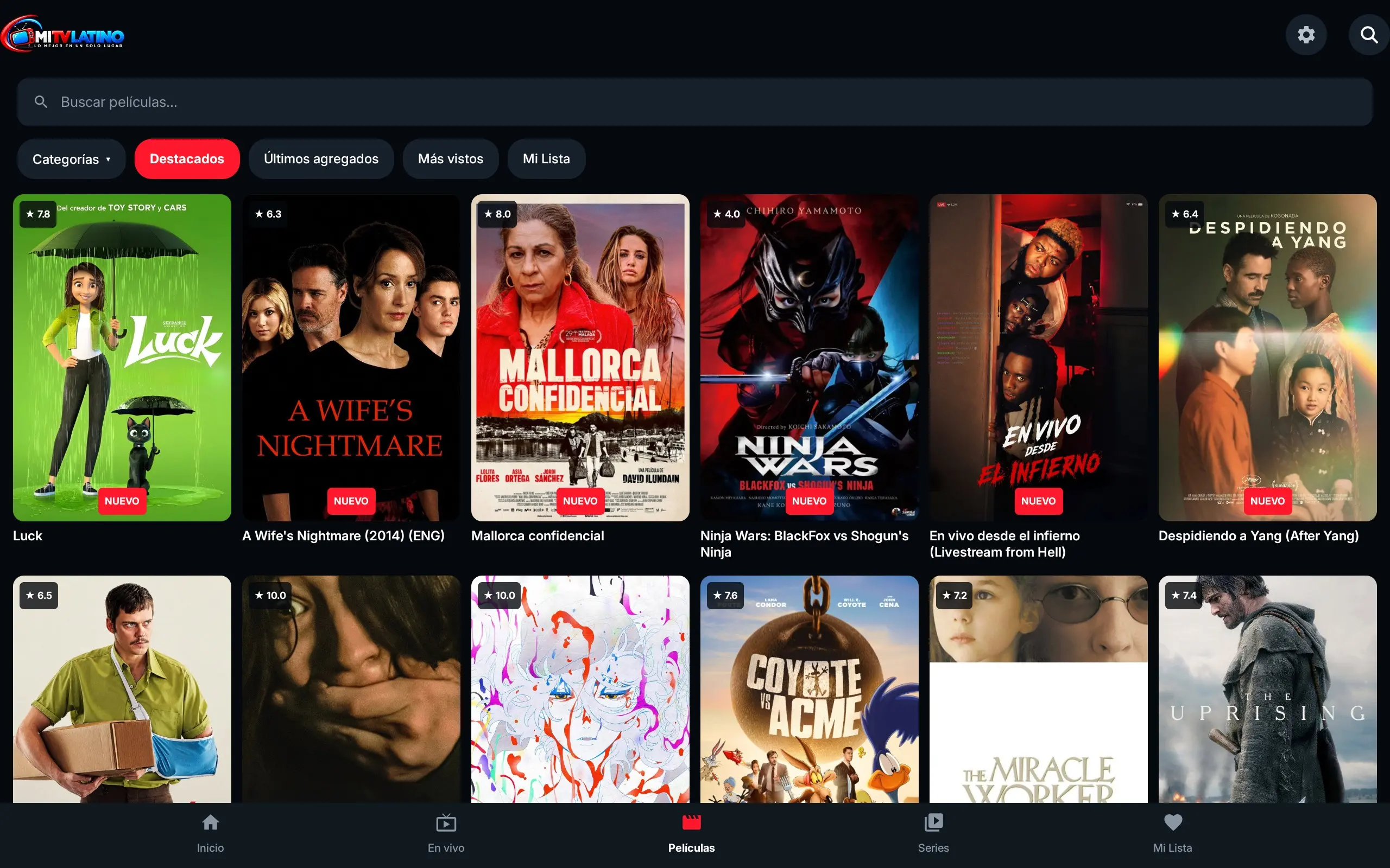 App IPTV en la tablet: Películas