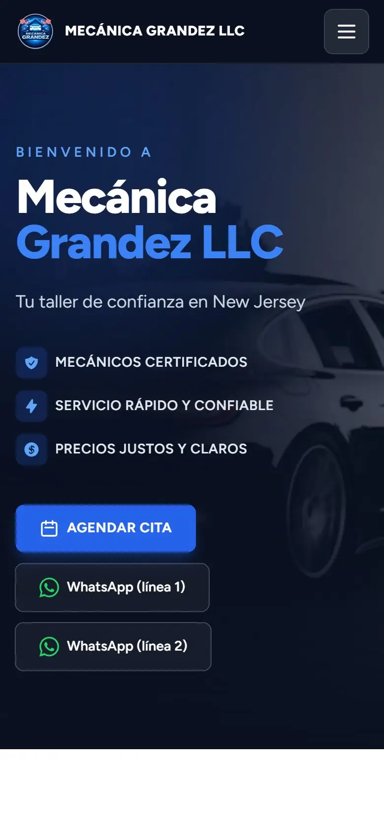 Mecánica Grandez website on mobile
