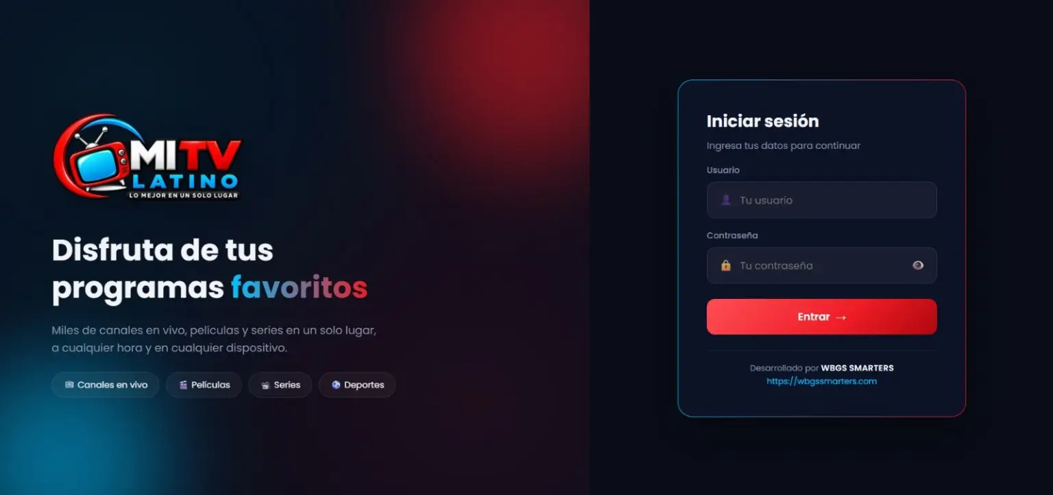 Web player: pantalla de acceso con marca personalizada